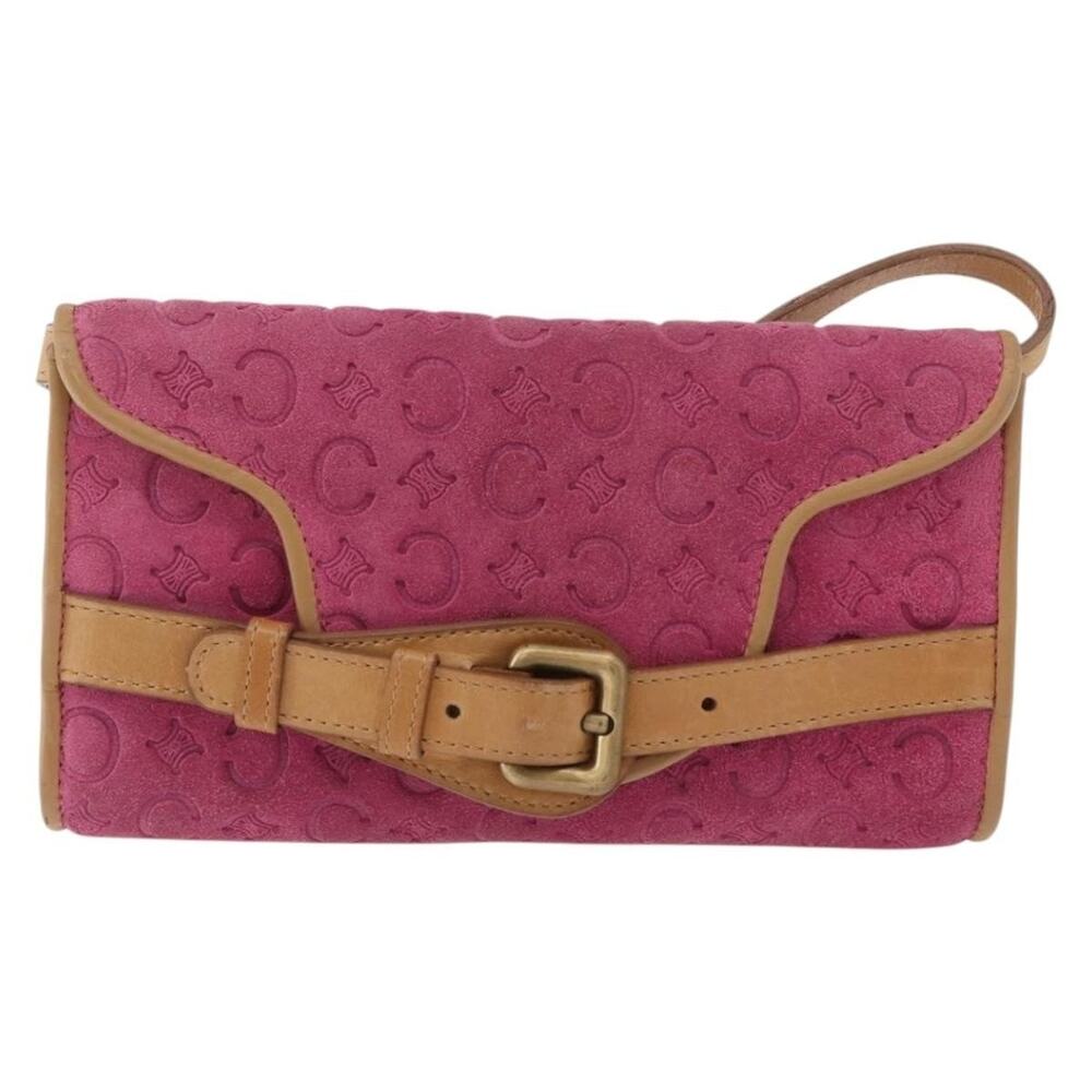 Celine Suede C Macadam Shoulder Bag Pink